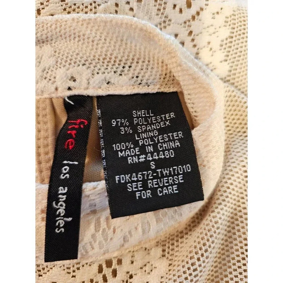 Cream Lace over Nude Short Lace Slip Cocktail Dress by Fire Los Angeles SZ SM - Picture 6 of 13